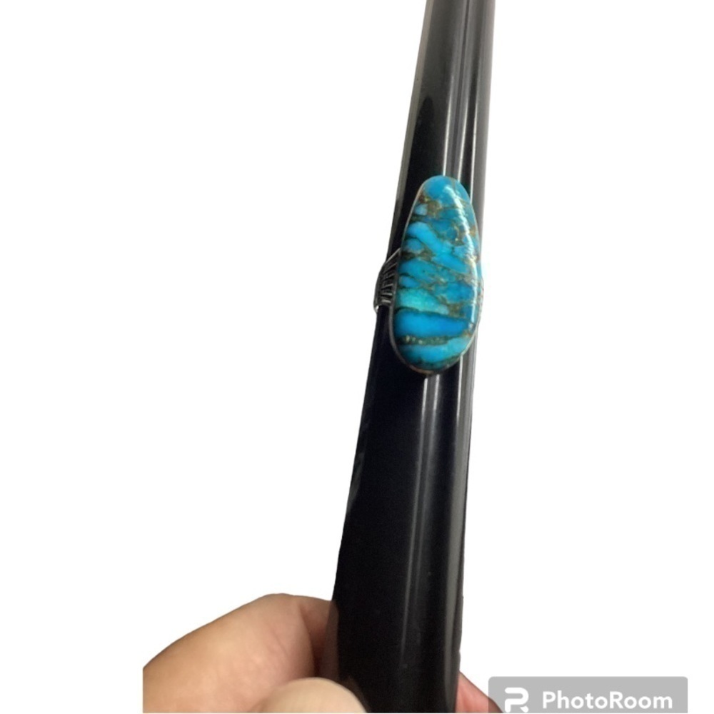 Sterling Silver Blue Turquoise Pointer Ring - image 4